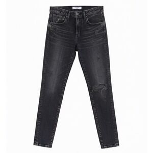 Moussy Vintage “Howa” Japanese Distressed Black Straight Tapered Jeans Size 24